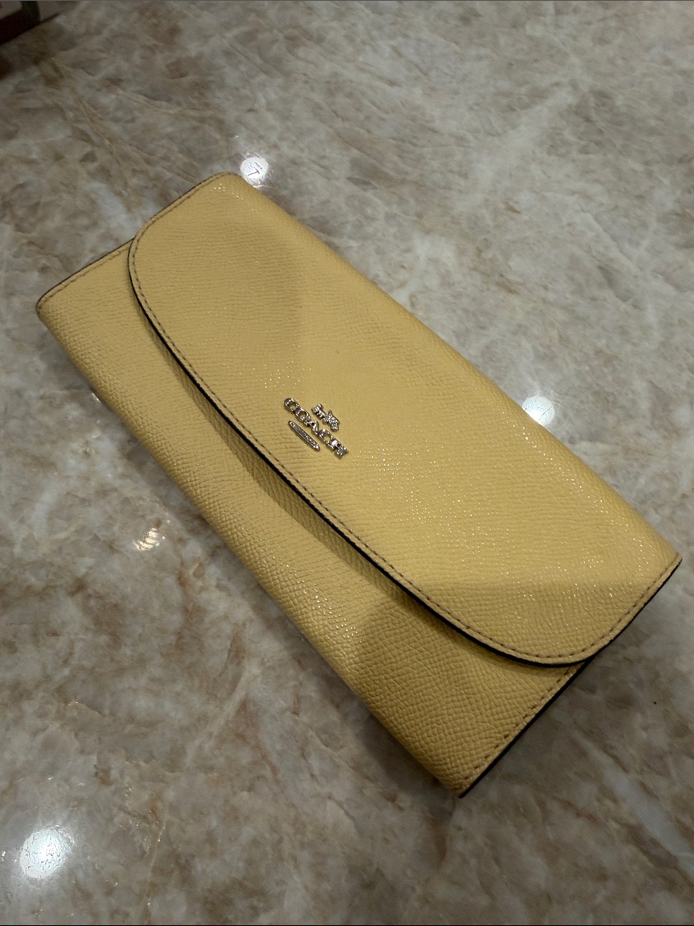 Coach Yellow Leather Continental Clutch Wallet